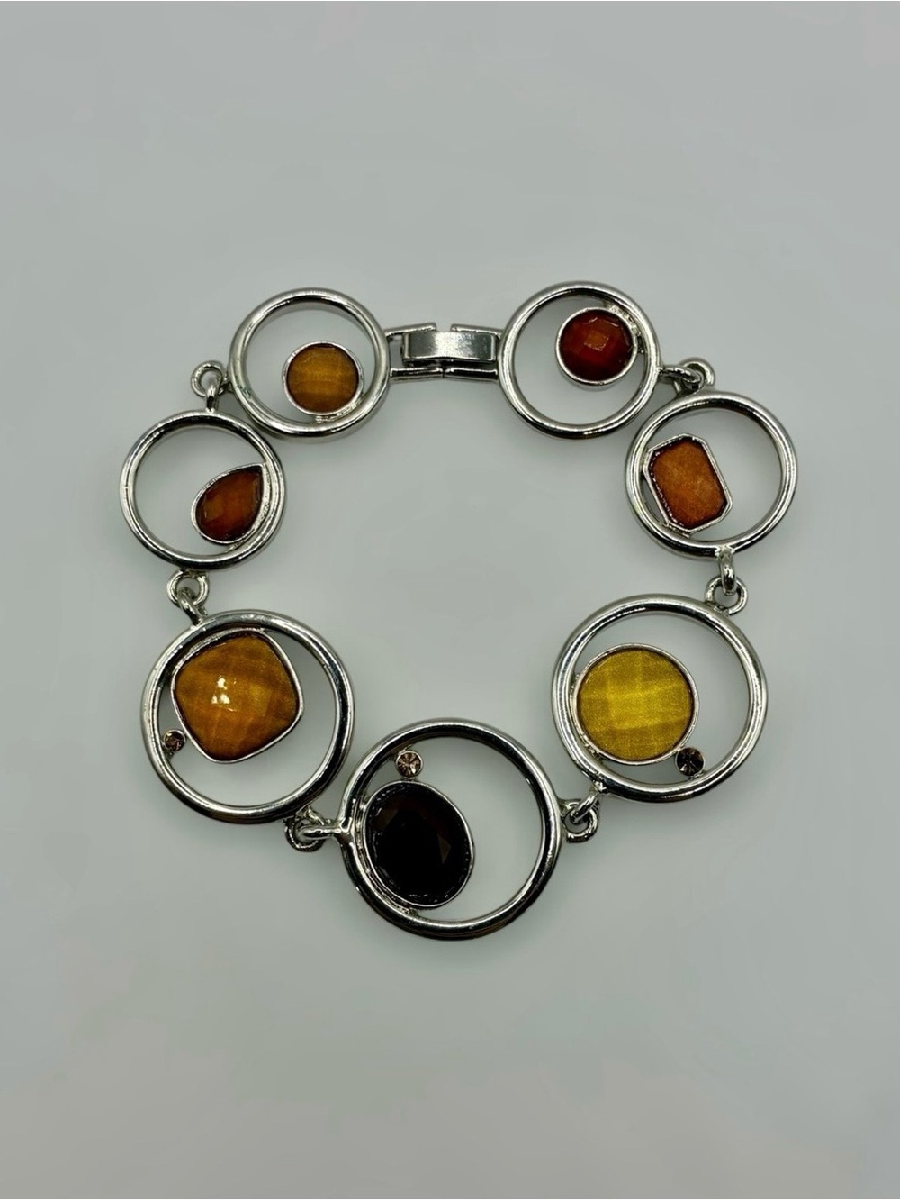 Lia Sophia Silver-Tone Cabochon Multi-Stone Link Bracelet